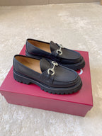 Leather Lug Sole Loafer with Crystal Horsebit