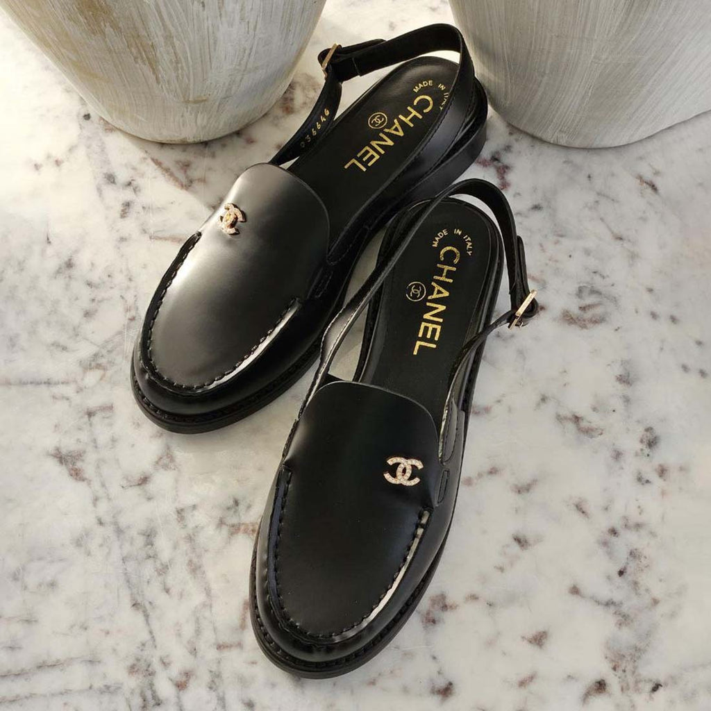 Crystal CC Logo Slingback loafers