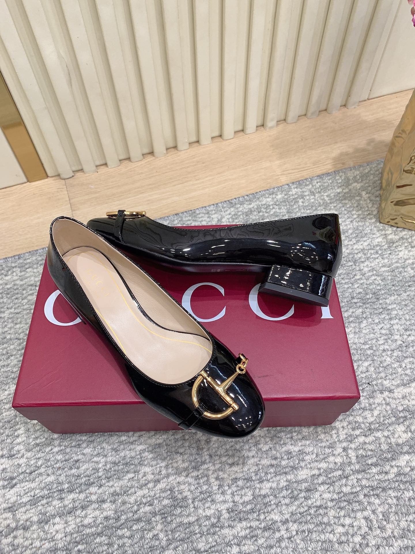 Gucci Horsebit Patent Leather Ballerina Flat