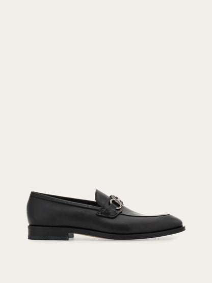 Gancini-buckle leather loafers