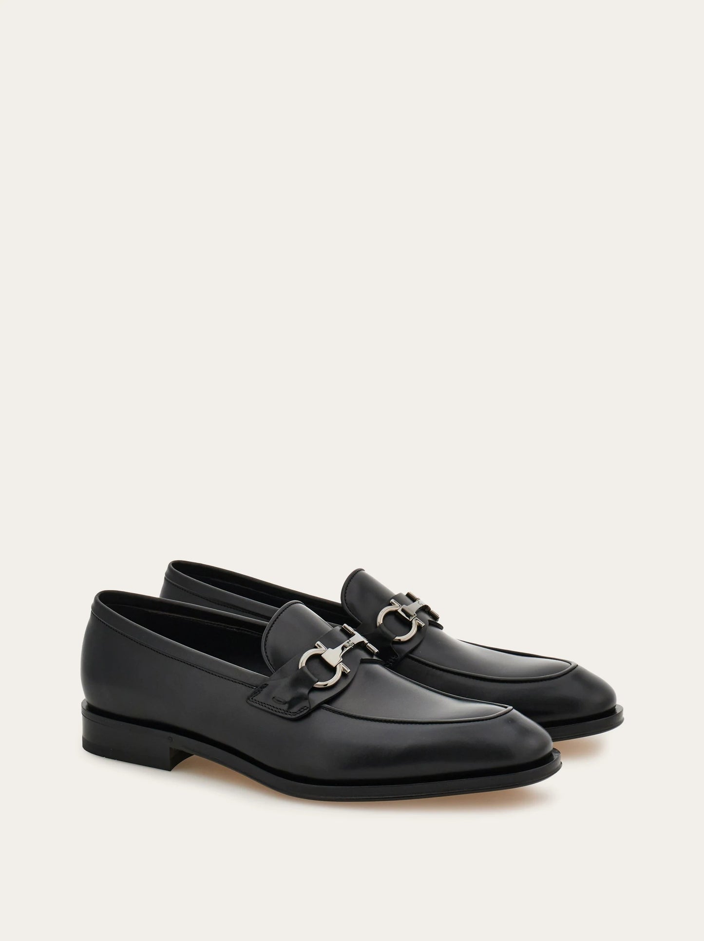 Gancini-buckle leather loafers