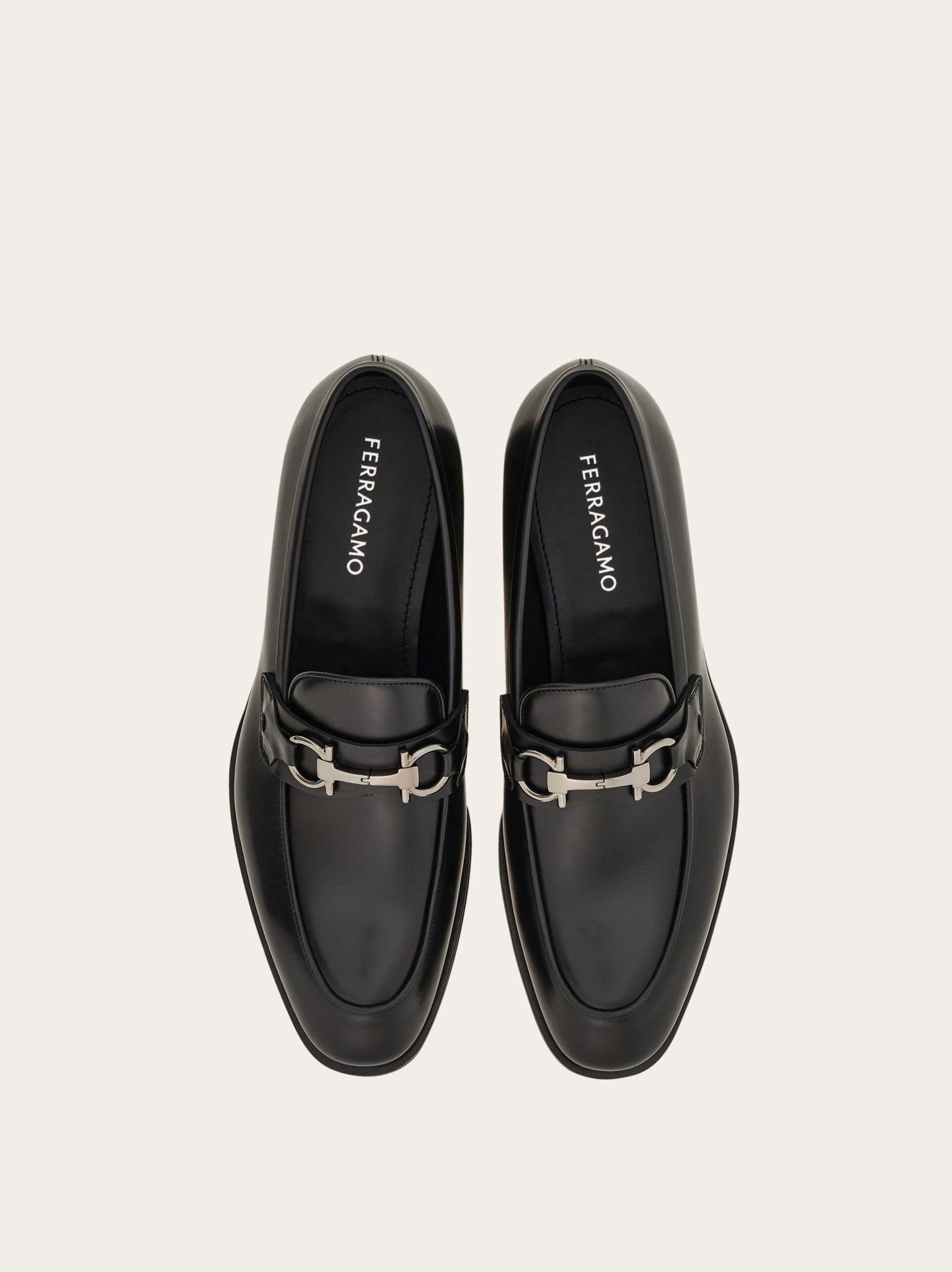 Gancini-buckle leather loafers