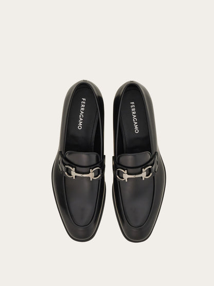 Gancini-buckle leather loafers