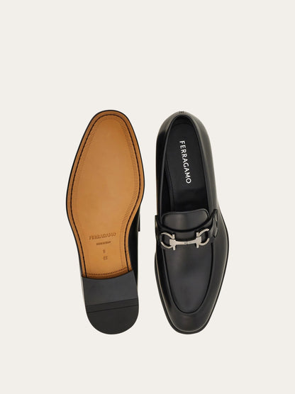 Gancini-buckle leather loafers