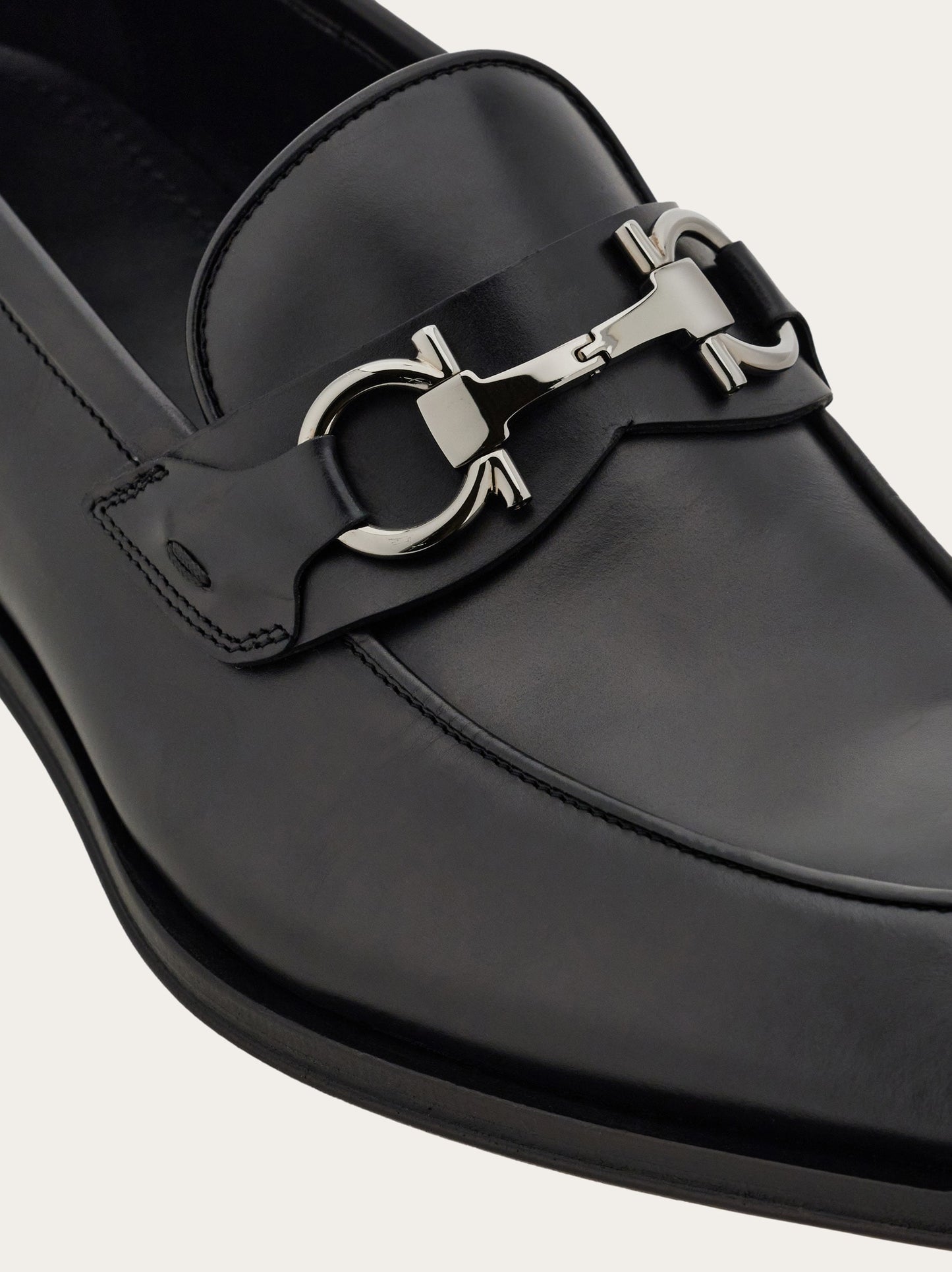 Gancini-buckle leather loafers
