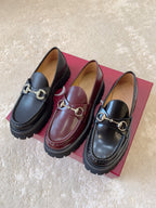 Leather Lug Sole Loafer with Crystal Horsebit