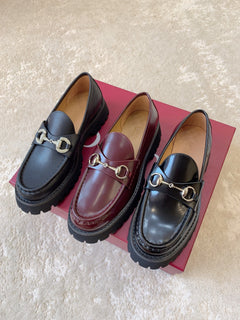 Leather Lug Sole Loafer with Crystal Horsebit