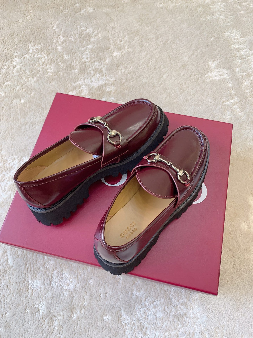 Leather Lug Sole Loafer with Crystal Horsebit
