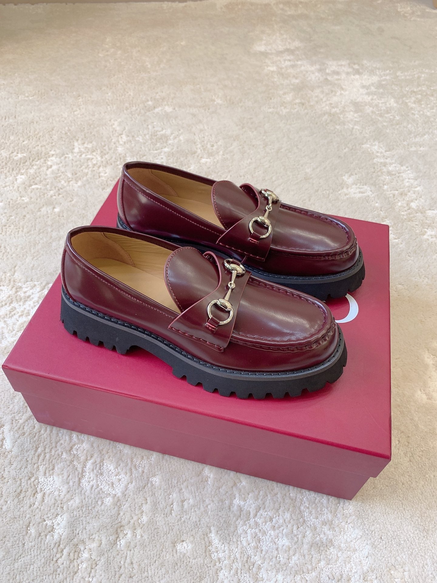 Leather Lug Sole Loafer with Crystal Horsebit