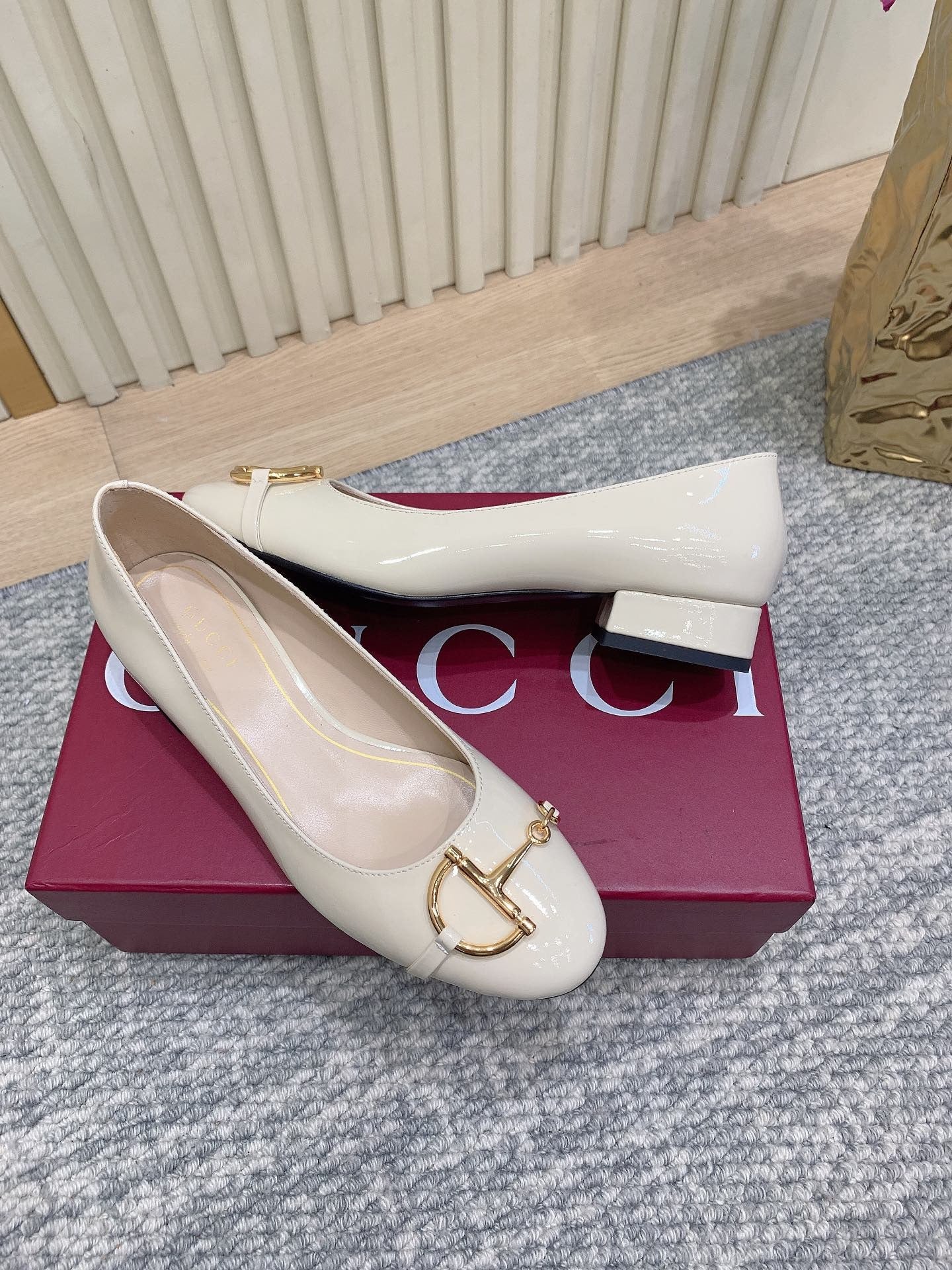 Gucci Horsebit Patent Leather Ballerina Flat