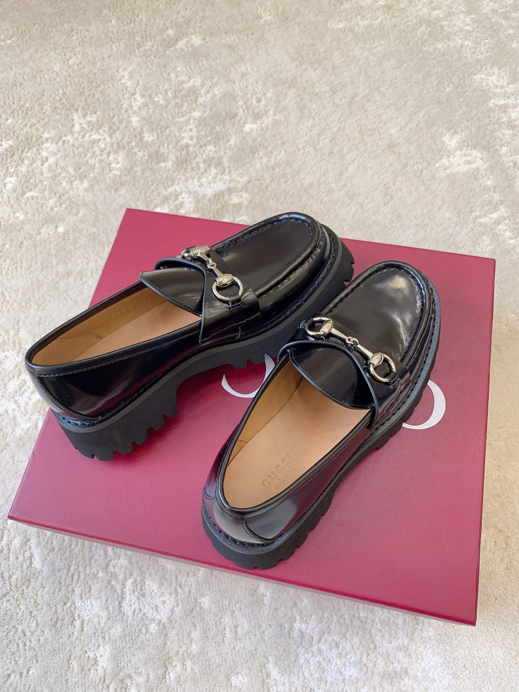 Leather Lug Sole Loafer with Crystal Horsebit