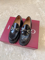 Leather Lug Sole Loafer with Crystal Horsebit