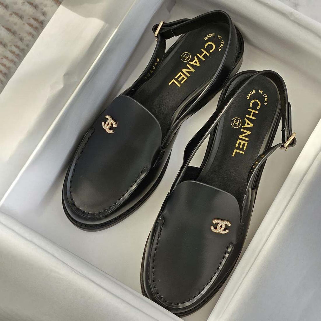 Crystal CC Logo Slingback loafers