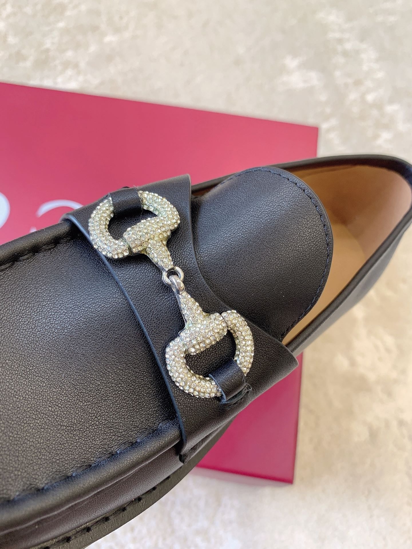 Leather Lug Sole Loafer with Crystal Horsebit