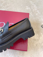 Leather Lug Sole Loafer with Crystal Horsebit