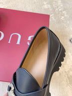 Leather Lug Sole Loafer with Crystal Horsebit